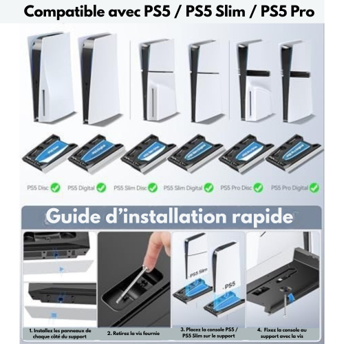 PS5Dock – Dock Station 4-en-1 Multifonction pour PS5 / PS5 Slim / PS5 Pro